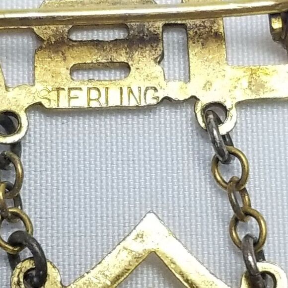 Vintage Sterling Silver USA Sargent Military WWII Brooch Pin, Gold Wash - Picture 4 of 7